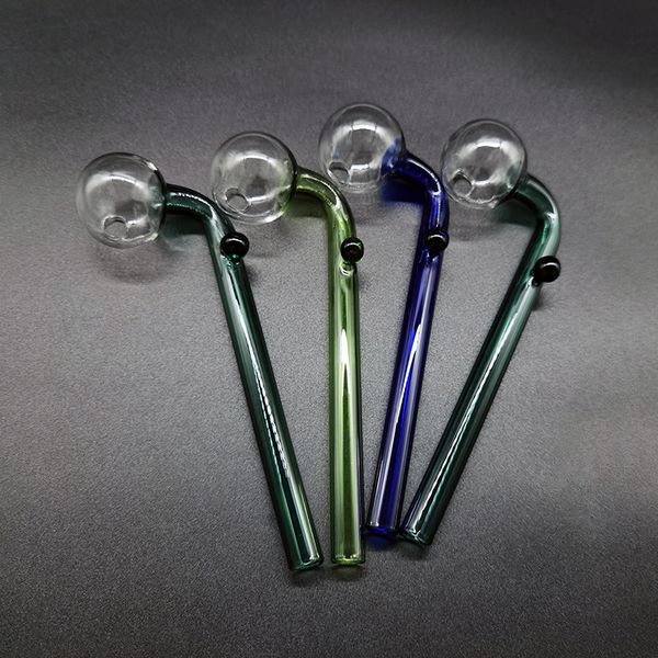 QBSOMK Curvo vidro de vidro queimador tubulações colorir colorido 2 estilo de estilo 30mm diâmetro de tubo de 30mm 10mm com suporte colorido para fumar água tubo de mão Bubbler Dab Rig