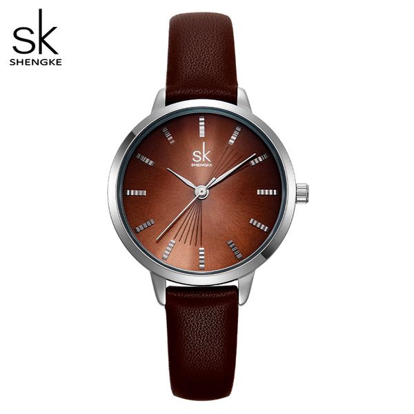 

2022 new sk watch women's fashion simple waterproof versatile commuter gift, Slivery;brown