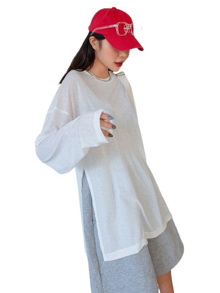 

dazy split side drop shoulder tee 34ok#, White