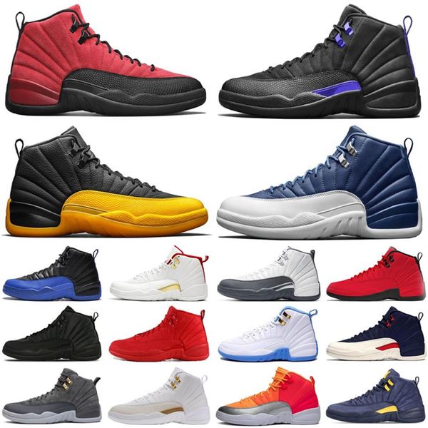 

jumpman 12 12s men basketball shoes taxi game royal flu game bulls black mens trainers sports sneakers size 7-13262u