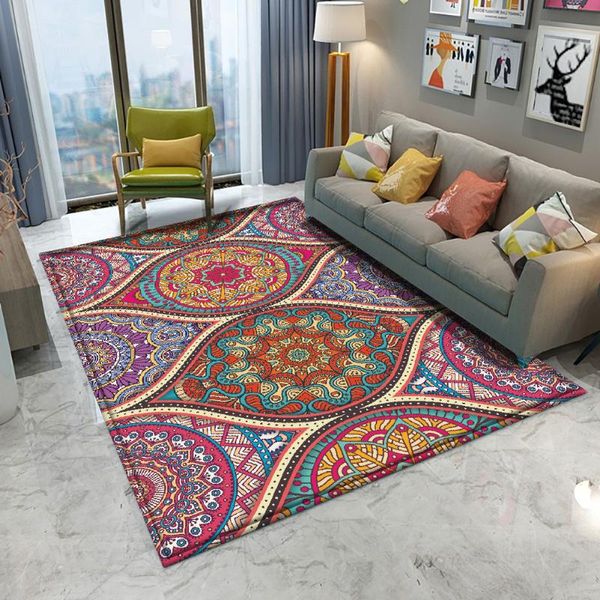 Tapetes alfombra não deslizamento estilo mandala colorido padrão floral tapete tapete tapete sala de estar banheiro quarto decoração de carpete rugscarpets