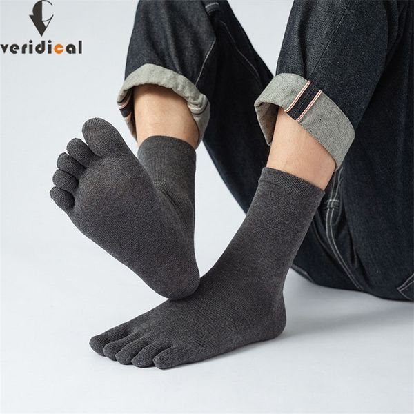 

veridical 5 pairs/lot cotton five finger socks for mens solid breathable brand harajuku with toesbusiness men short 220323, Black