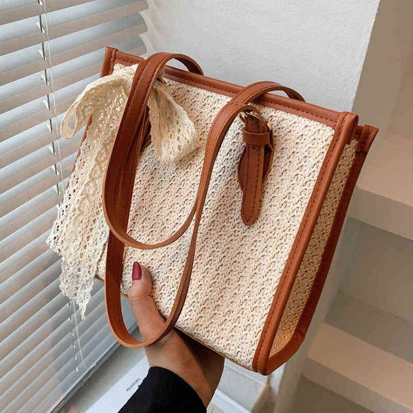 

summer straw bag large capacity women new fashion shopping bag beach one shoulder tote 220614