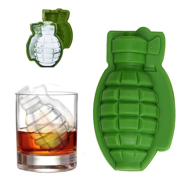 3D Grenade Shape Ice Cube Bandejas de molde Ferramentas de barra de festa Drinks Whisky Wine Diy Maker M7474