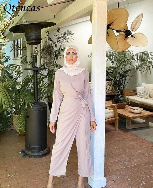 

eid mubarak turkey muslim set jumpsuit women dubai abaya caftan bodysuit kaftan hijab dress sets robe musulmane longue femme, Red