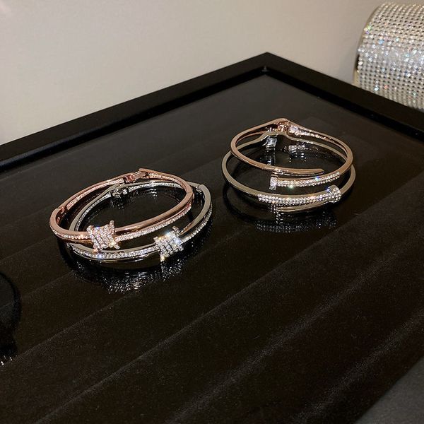 

designer bracelet for woman mens metal diamond inlaid opening fat sister bracelet design bracelet fashion personalized girlfriends new femal, Black