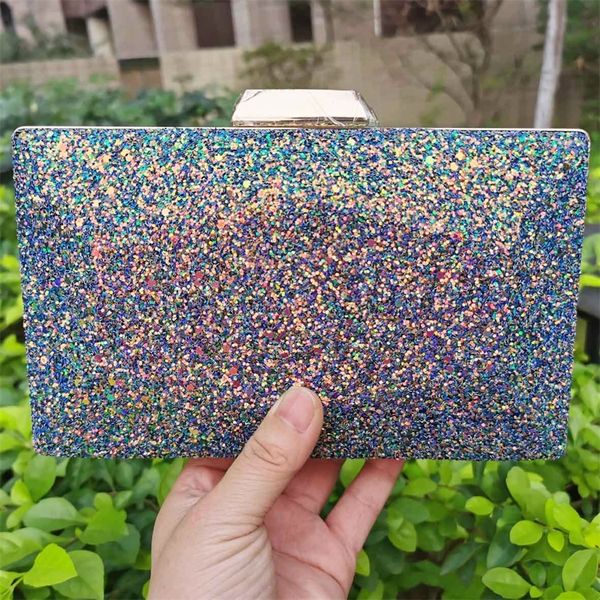 

fashion white chain handbags purple paillette clutch bags er wedding bridal 220620