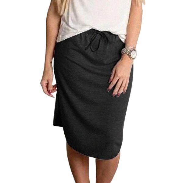 

skirts fashion women hight waist pure colors party club sport skirt summer elastic bandage straight faldas saia#g3 q82t#, Black