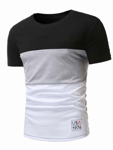 

men cut and sew letter graphic tee 75vl#, White;black