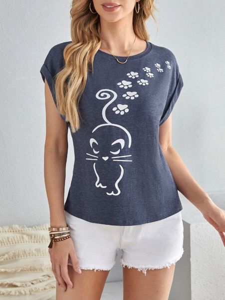 

emery rose cartoon graphic batwing sleeve tee r3dx#, White