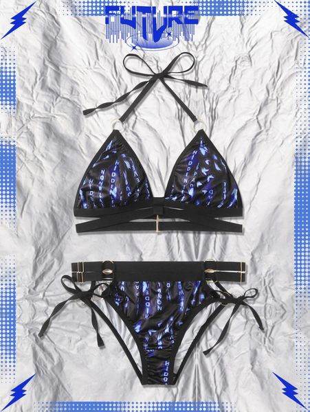 

romwe letter graphic tie side lingerie set c4jw#, Black;red