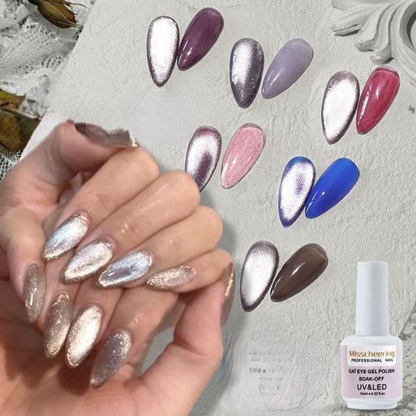 Nail Art Kits Spar Cat's Eye Net Red Ständig wechselndes Silber-Klebeset PolishNail