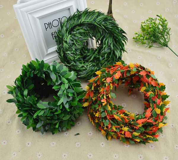 7 metros de fio de ferro folhas verdes festas de festas de casamento decorativo flores grinaldas decoração de natal para plantas artificiais baratas em casa