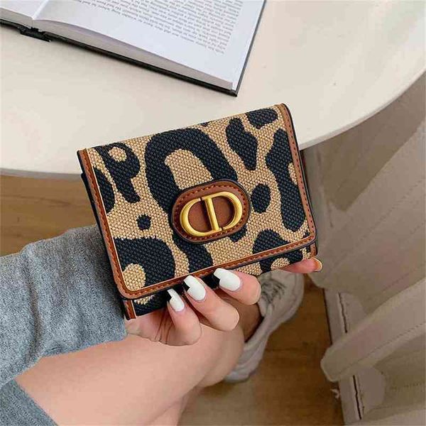 

2022 new leopard women's long wallet 30% off wallet card bag contrast color small change, Red;black