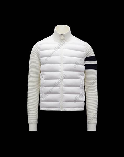

striped sleeve knit panel mens down jacket france luxury brand jackets europe and american style coat, Black