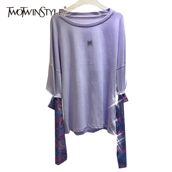 

casual patchwork colorful diamond for women o neck long sleeve hollow out t shirts female fashion clothes 210423, White