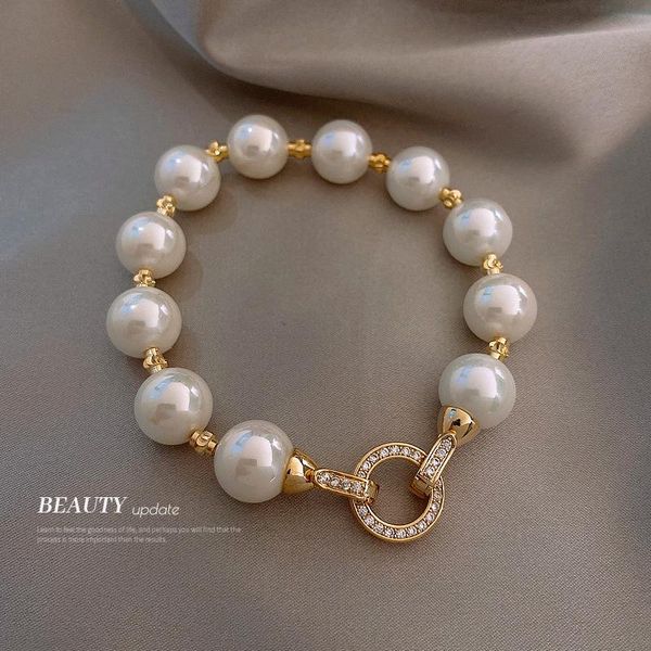 Bangle Real Gold Lated Zircon Pearl Bracelet Korean Ins Fashion High Sense Личность ТЕМПАЛОМ ТЕПРУМА