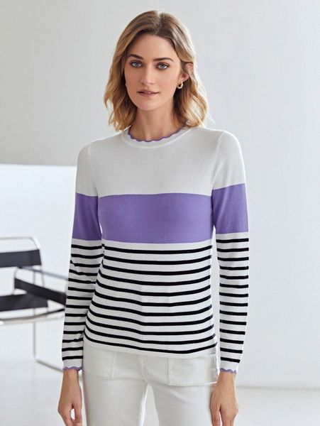 

motf premium wool mix scallop sweater k3c1#, White;black