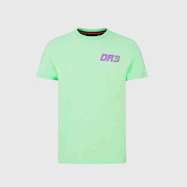 

the new 2021 mclaren f1 ricardo 3 round collar mint green short sleeve t-shirt men's casual, White;black