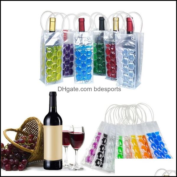 Baldes de gelo e refrigeradores barware de cozinha barra de jantar home jardim portátil licor portátil garrafa de vinho zer zer saco pvc refrigerador de resfriador de gelo drin