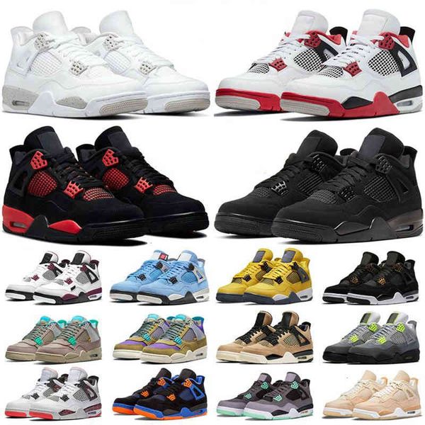 

jordns with box 4s men women basketball shoes black cat red thunder 4 fire university blue white oreo bred metallic green mens sports sneake