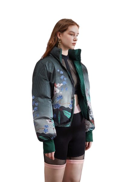 

x southern two ways wear botanical print ombre winter coat 10tr#, Black