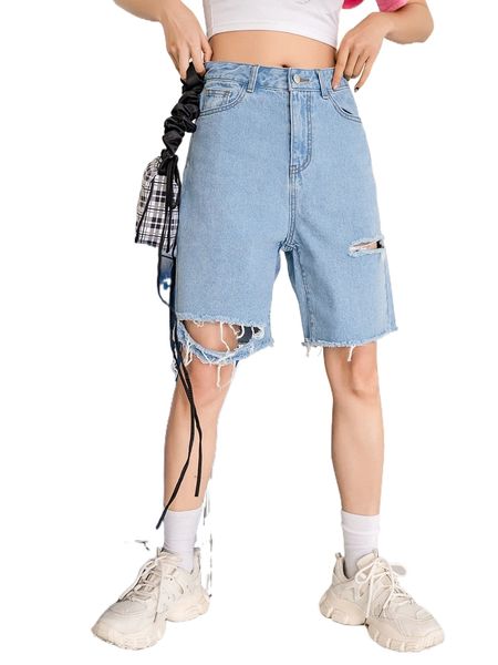 

dazy ripped bermuda denim shorts b6ce#, White;black