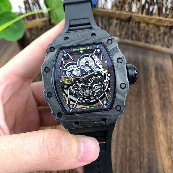 

luxury mens mechanical watch richa milles rm35-02 fully automatic movement sapphire mirror rubber watchband watches for men brand wristwatch, Slivery;brown