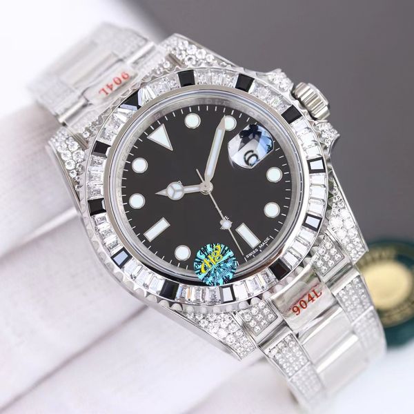 

montre de luxe 40mm men watches 2836/3135 fully automatic mechanical movement watches color diamond watch 904l fine steel case strap waterpr, Slivery;brown