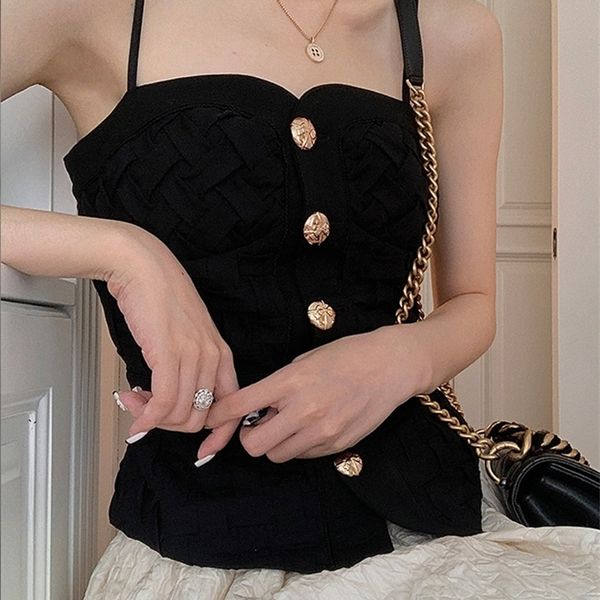 

leaky shoulder braided single breasted tube sling ladies autumn style personality all-match 220316, White