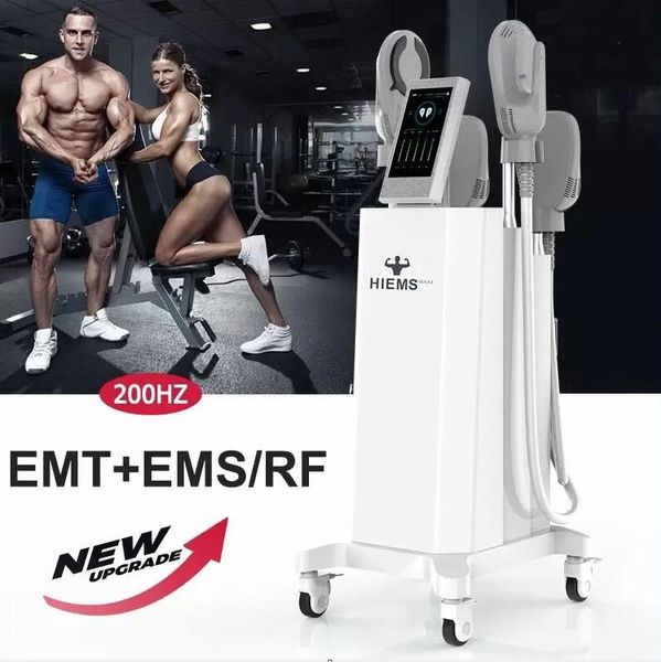 HIEMS MAX4 con RF EMS máquina de adelgazamiento de disolución de grasa emslim estimulador muscular eléctrico equipo de belleza 4 manijas trabajan juntas