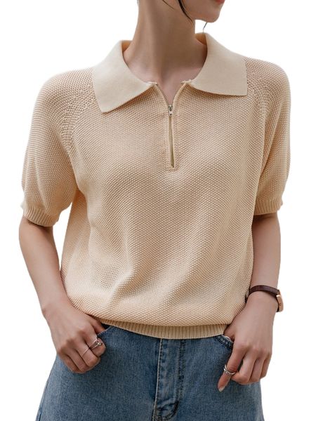 

dazy-less raglan sleeve polo neck knit y1m6#, White;black