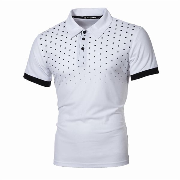 Dingshite Mode Männer Sommer Polka Dot Muster Gedruckt Kurzarm Tops Männer Business Casual Polyester Polo Shirt 220704