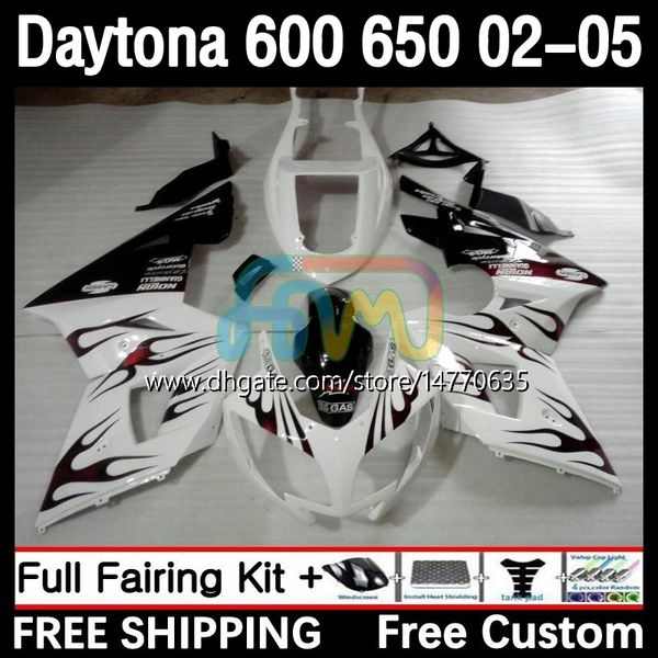 Daytona için Çerçeve Kiti 650 600 CC 02 03 04 05 gövdeye 7dh.34 Cowling Daytona 600 Daytona650 2002 2003 2004 2004 2005 Body Daytona600 02-05 Motosiklet Kaplaması Kırmızı Alevler