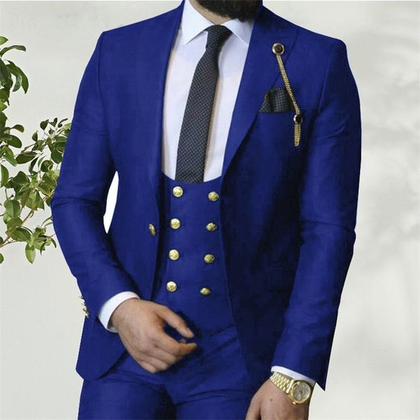 

costume homme italian business slim fit 3 pieces royal blue men's suits groom prom tuxedos groomsmen blazer for wedding 220817, White;black