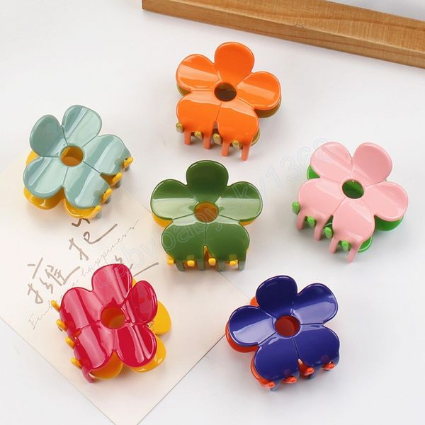 

hair accessories two-color 5.5cm acetic acid hand spliced hair claw flower half bound pan hair clip jewelry women, Slivery;white