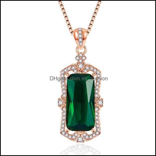 

pendant necklaces green stone emerald diamond necklace charm party wedding pendants for women luxury jewelry sier drop delivery 2021 m dhxhb, Silver