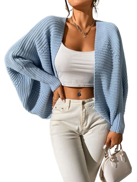 

cut out tie back batwing sleeve cardigan o765#, White;black