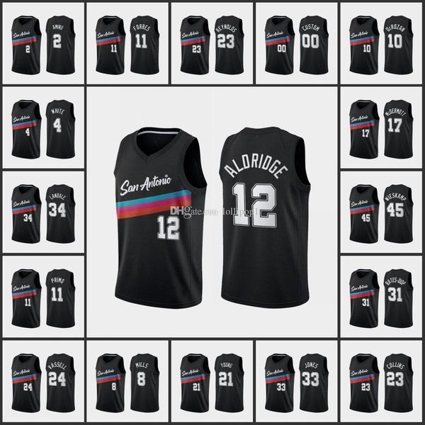 

basketball jersey san antonio's spurs's joe wieskamp demar derozan derrick white bryn forbes patty mills custom city fiesta colors, Black;red