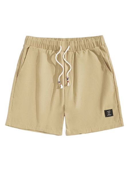 

men drawstring waist patched detail shorts 40jg#, White;black