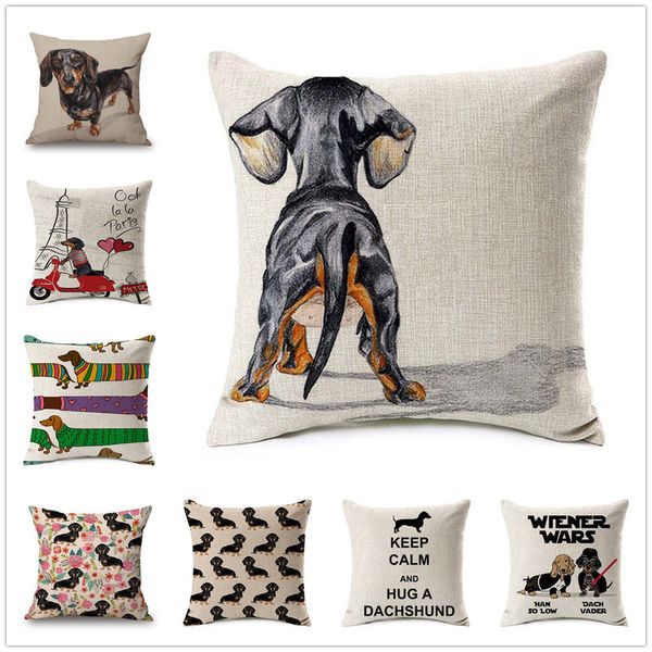 Caixa de travesseiro Moda de cachorro colorido cover de almofada estampada em casa Dachshund Sofá decorativo Coffee Cadera de travesseiro de travesseiro de cadeira Almofada Cojines 220714