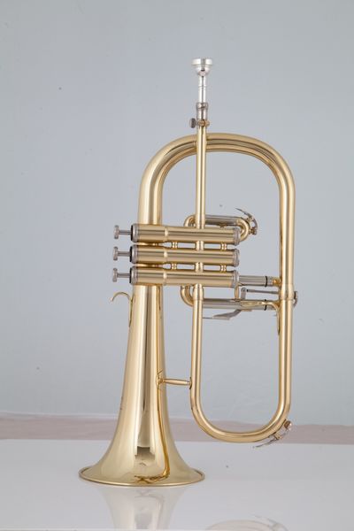 Alta qualidade BB Flugelhorn Bell Amarelo Brass Prazed Musical Instrument Professional com acessórios de caixa