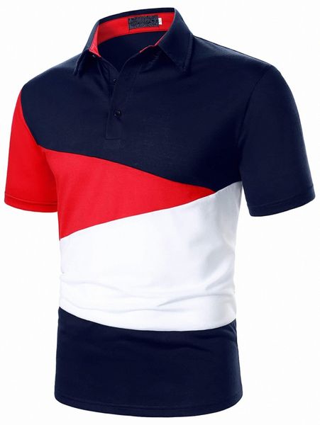 

men cut and sew polo shirt 85uc#, White;black