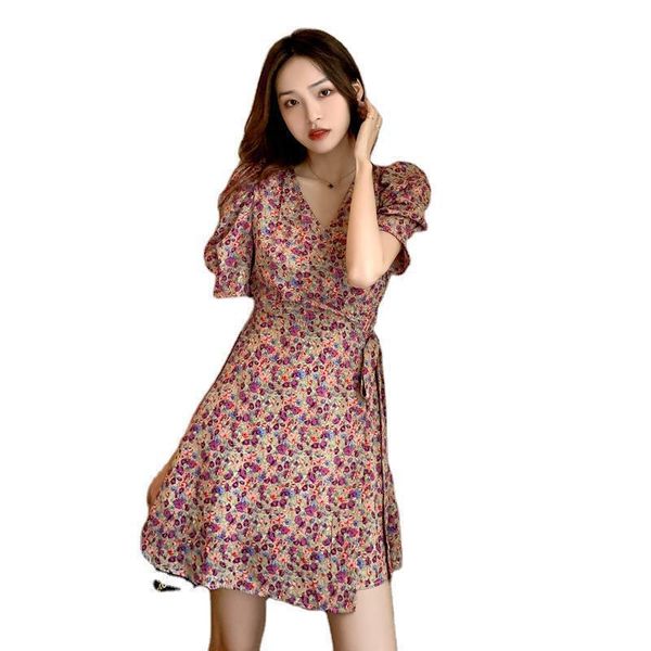 

2022 new nice beautiful spring floral long sleeve v-neck casual dresses, Black;gray