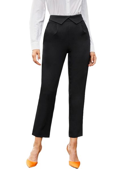 

x farah asymmetrical waist fold pleated pants a3wb#, Black;white