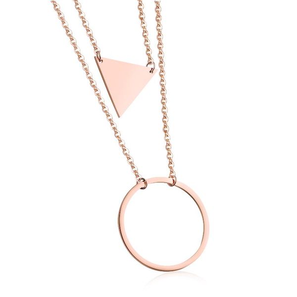 Colares de pingentes de colar de corrente corporal anel de anel mulheres presentes de ouro rosa aço inoxidável pendente pendente
