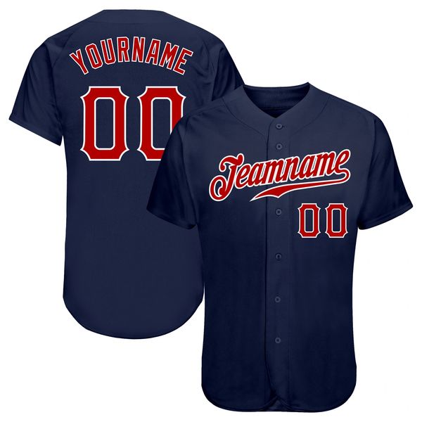 

custom navy red-white 4324 authentic baseball jersey, Blue;black