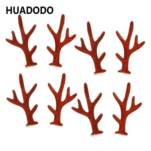 HUADODO Mini Simulation Geweih Kopfbedeckung Zubehör Weihnachtsdekorationen Künstliches Hirschgeweih für das Jahr DIY Home Decor Y201020