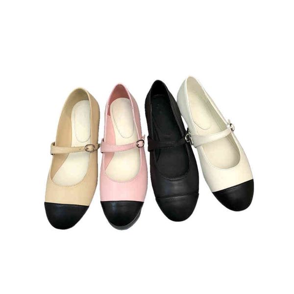 

dress shoes spring summer female shoes designer lamb flat genuine leather toe round apartments girl lady mary, Black