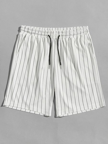 

romwe guys striped drawstring shorts t0k5#, White;black